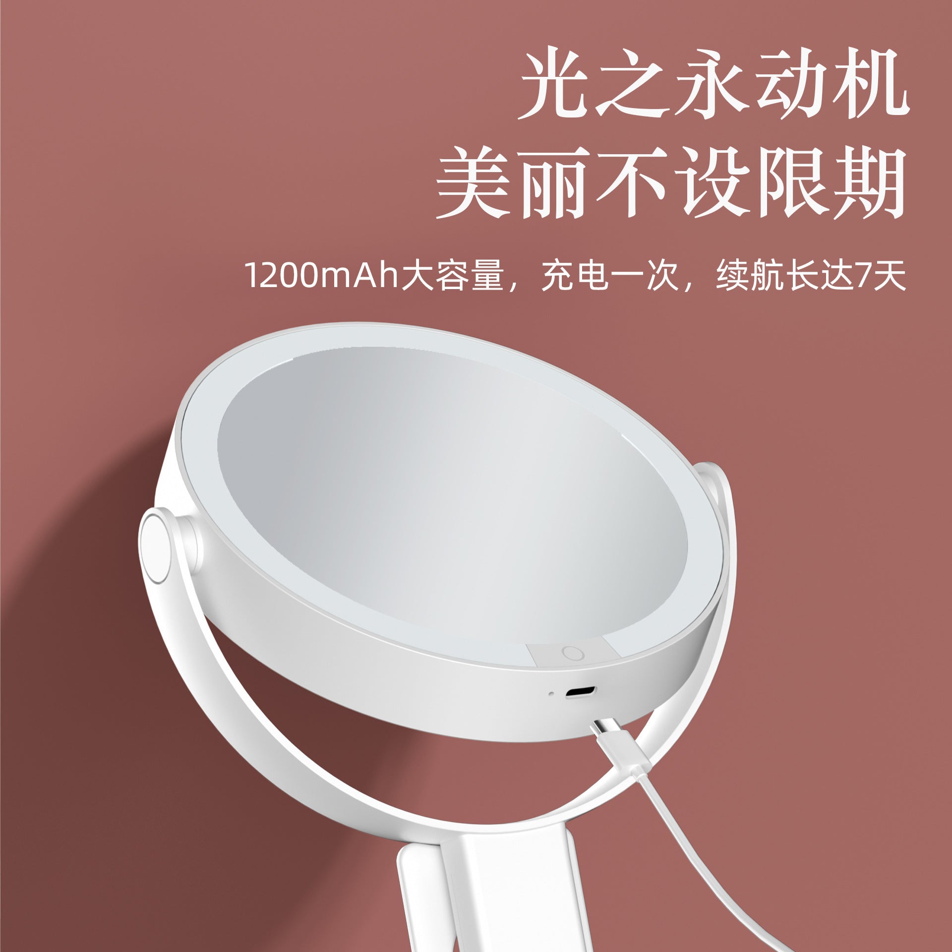 Handheld Double-Sided LED Makeup Mirror with Light 10x Magnifying Mirror