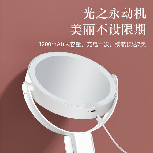 Handheld Double-Sided LED Makeup Mirror with Light 10x Magnifying Mirror