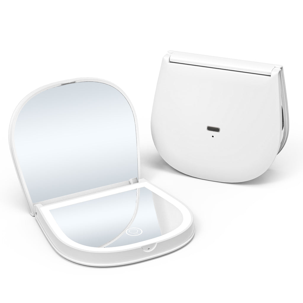 Led Makeup Mirror with Light 2x Magnifying Portable Portable Folding Gift Small Mirror