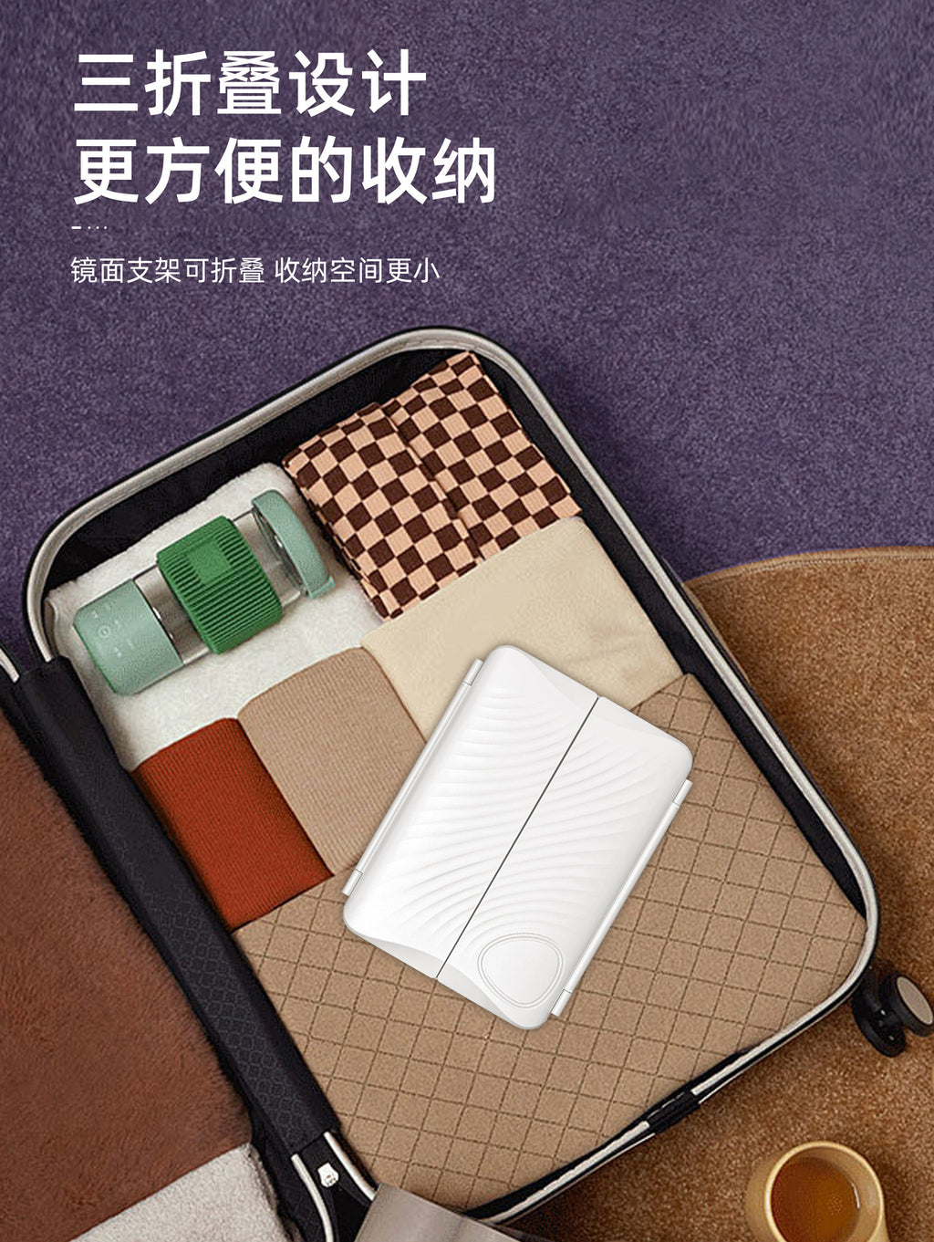 Popular led Desktop Makeup Mirror180°Rotating Folding Glowing