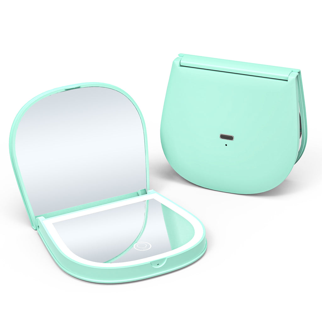 Led Makeup Mirror with Light 2x Magnifying Portable Portable Folding Gift Small Mirror