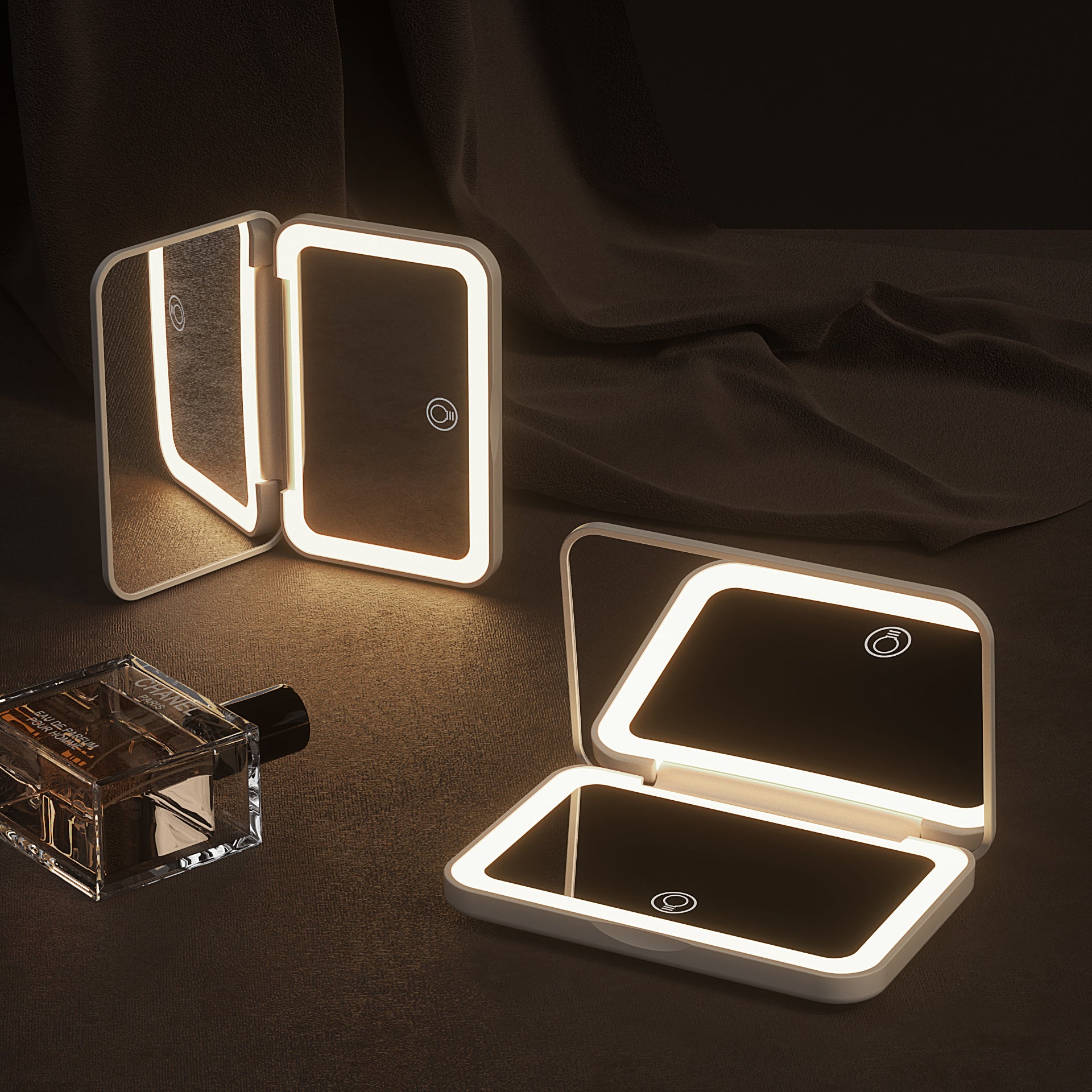 Mini Portable LED Makeup Mirror Three Colors Stepless Dimming