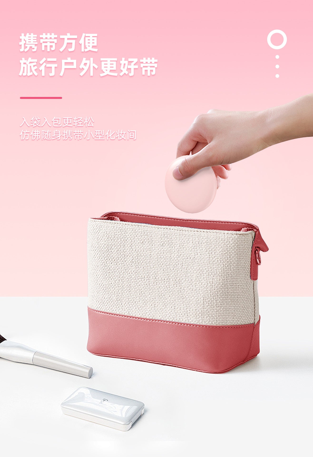 led Cosmetic Mirror Three-Color Luminous Round Portable Folding With Magnetic Suction Rechargeable Gift Small Mirror