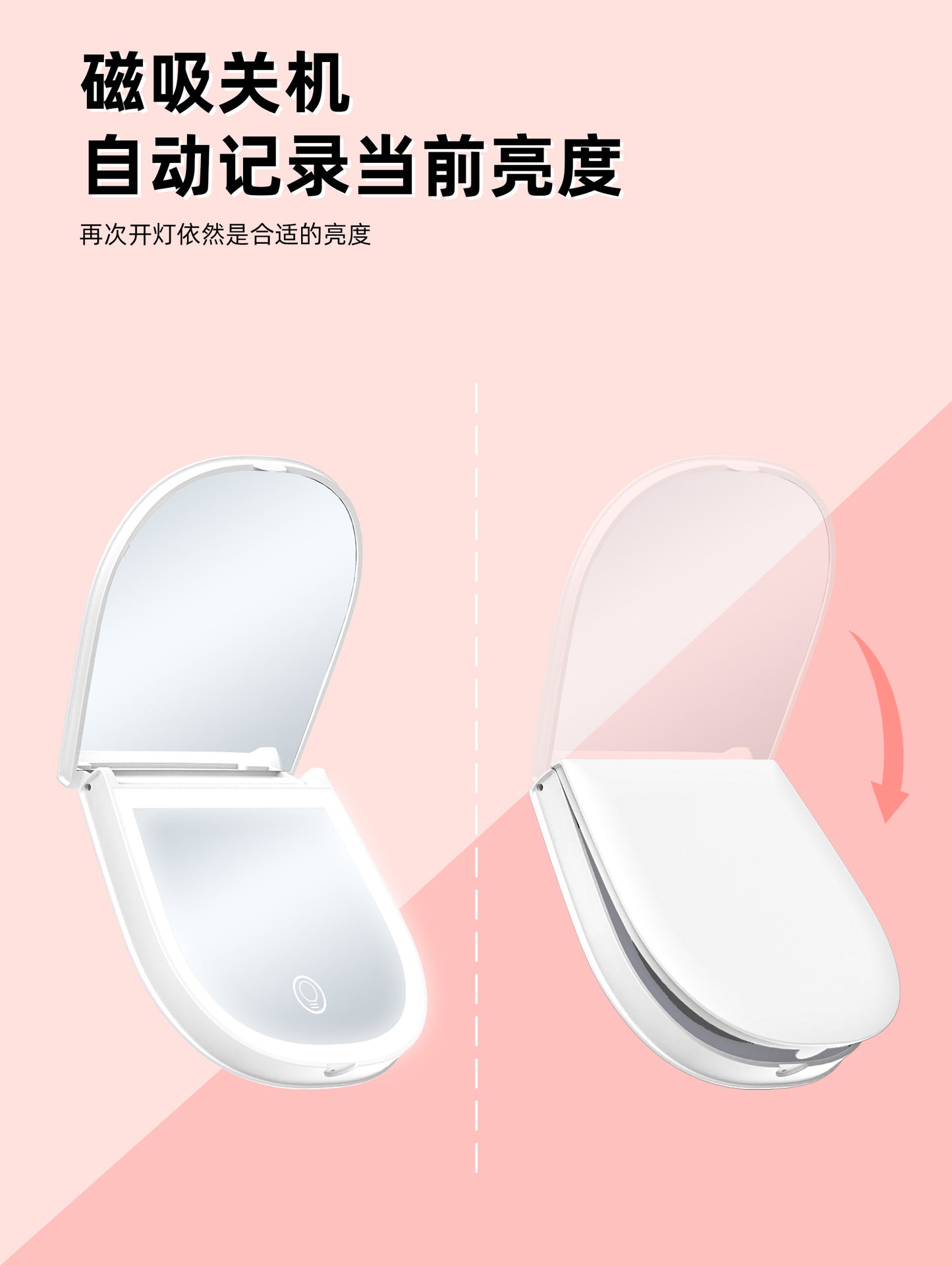 Led Makeup Mirror with Light 2x Magnifying Portable Portable Folding Gift Small Mirror