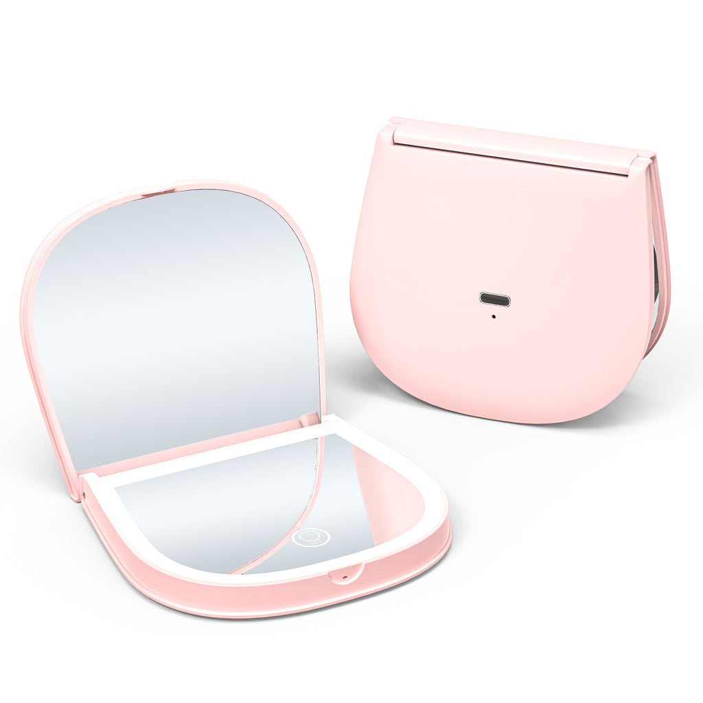 Led Makeup Mirror with Light 2x Magnifying Portable Portable Folding Gift Small Mirror