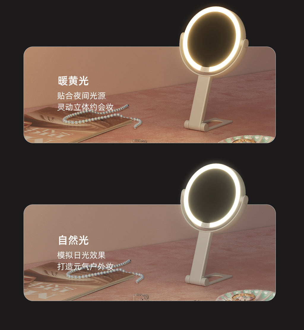 Handheld Double-Sided LED Makeup Mirror with Light 10x Magnifying Mirror