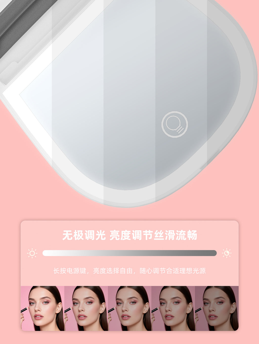 Led Makeup Mirror with Light 2x Magnifying Portable Portable Folding Gift Small Mirror