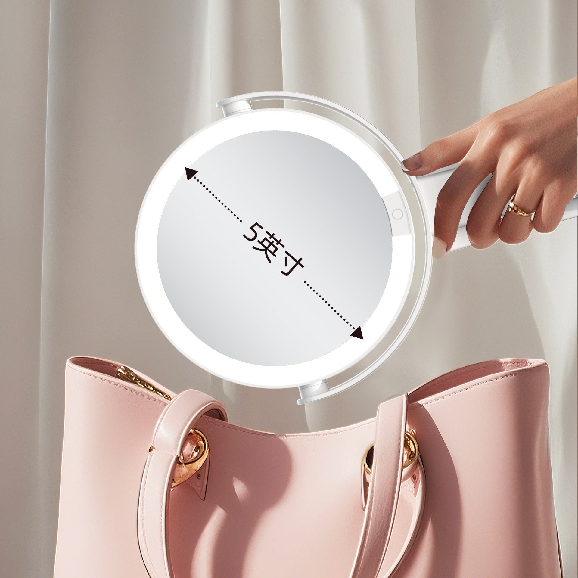 Handheld Double-Sided LED Makeup Mirror with Light 10x Magnifying Mirror