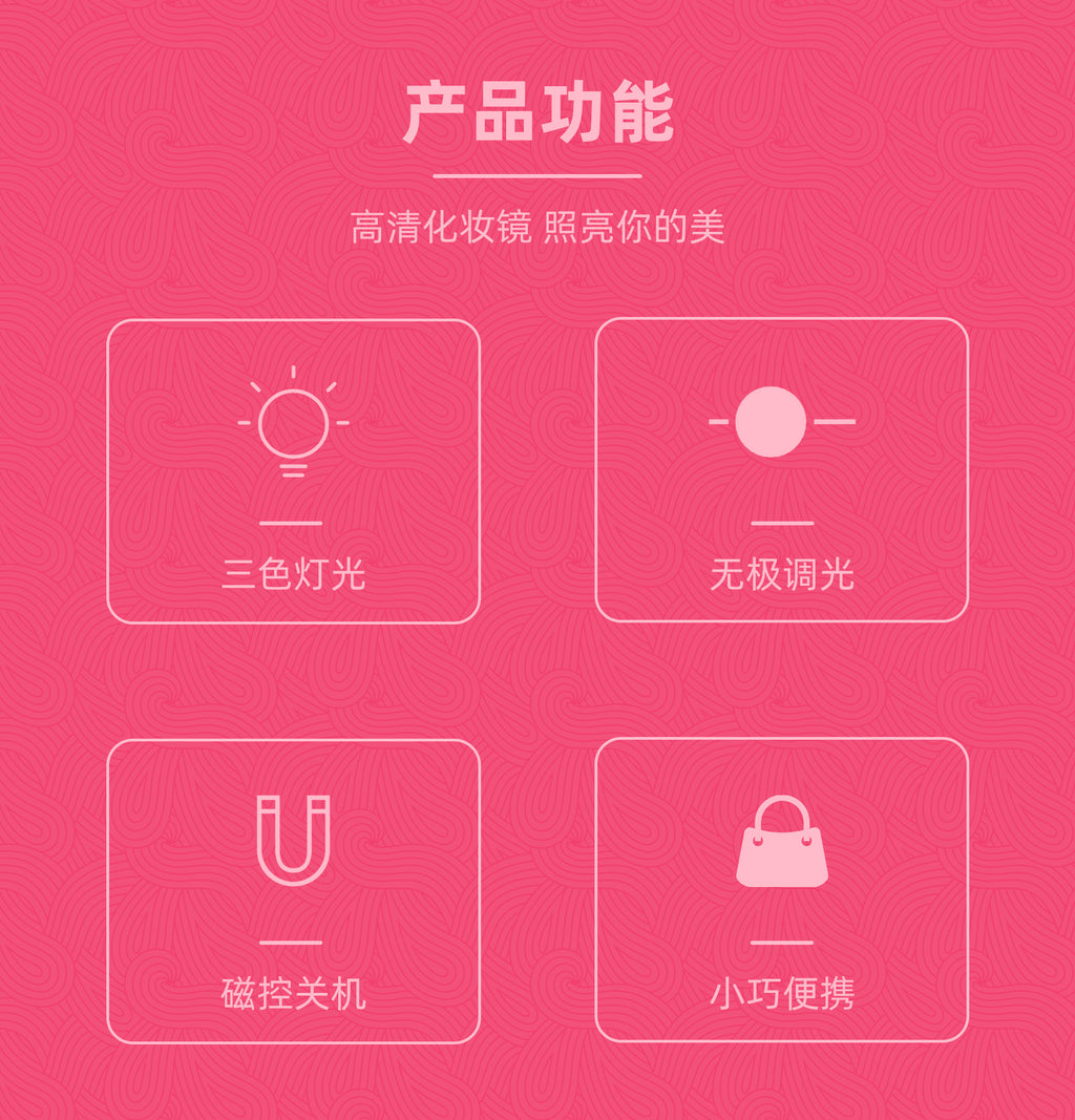 led Cosmetic Mirror Three-Color Luminous Round Portable Folding With Magnetic Suction Rechargeable Gift Small Mirror