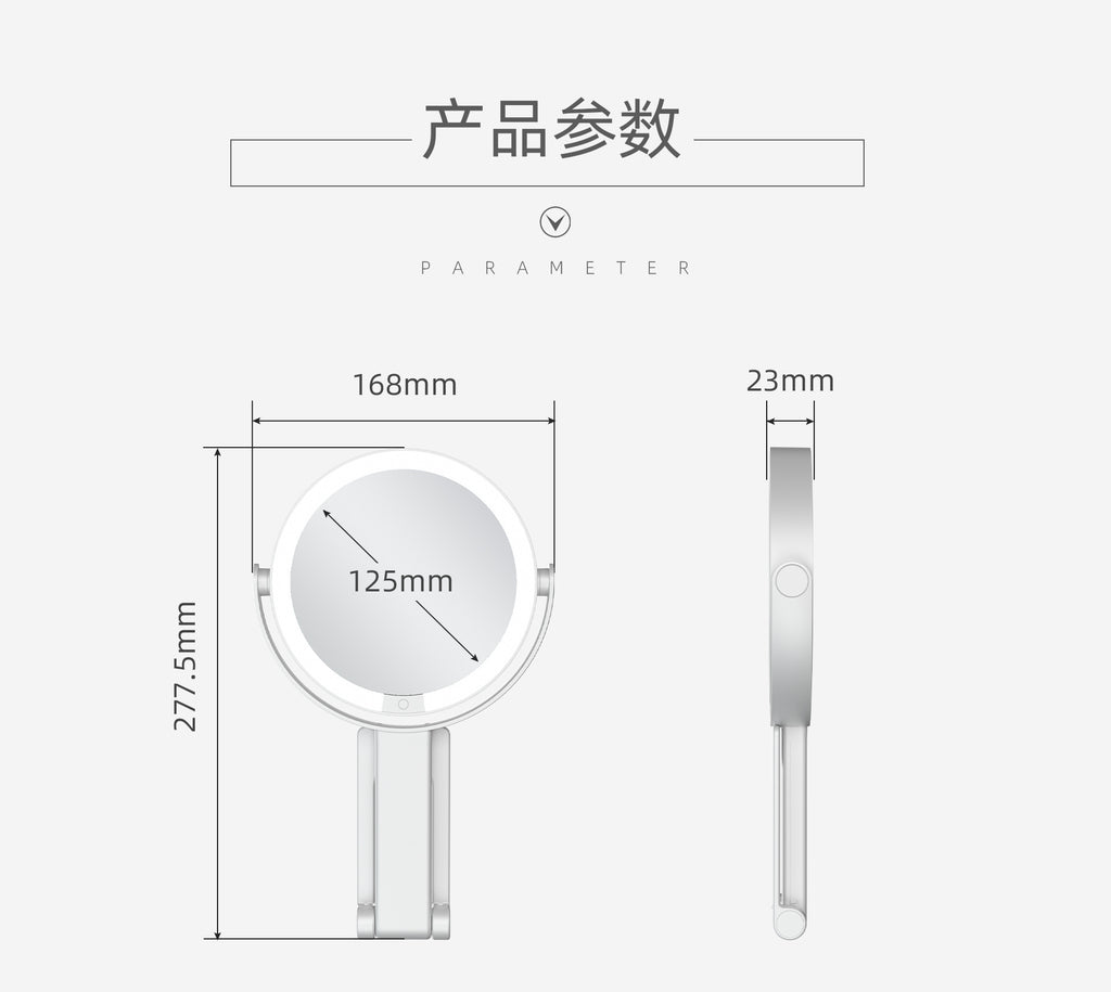 Handheld Double-Sided LED Makeup Mirror with Light 10x Magnifying Mirror