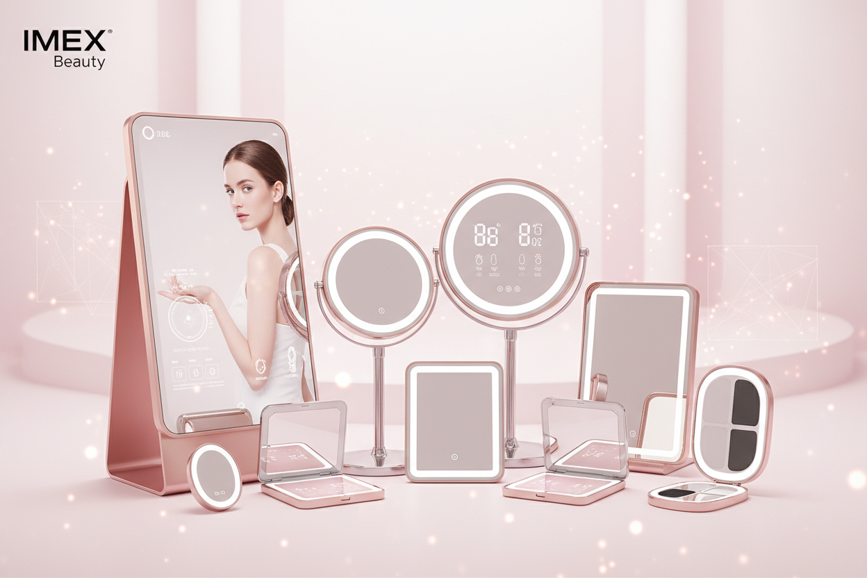 请帮我将里面的各个产品都去掉，换成各种规格大小r智能化妆镜子